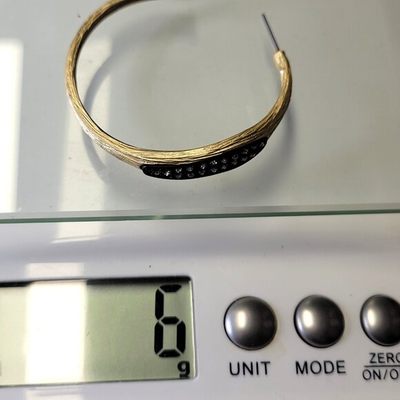 Gold Hoop Earrings With Crystals - Picture 10 of 10